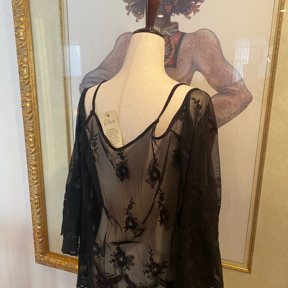 Elan Other - Black off shoulder sheer blouse